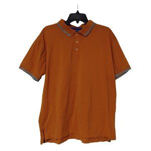 Robert Graham Mens Burnt Orange with Teal Piping Polo Shirt XL